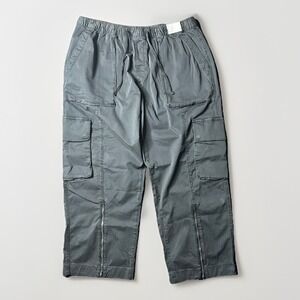 NEW Abercrombie & Fitch High Rise Baggy Cargo Pants Mens XL 38x30 Gray Zip Ankle